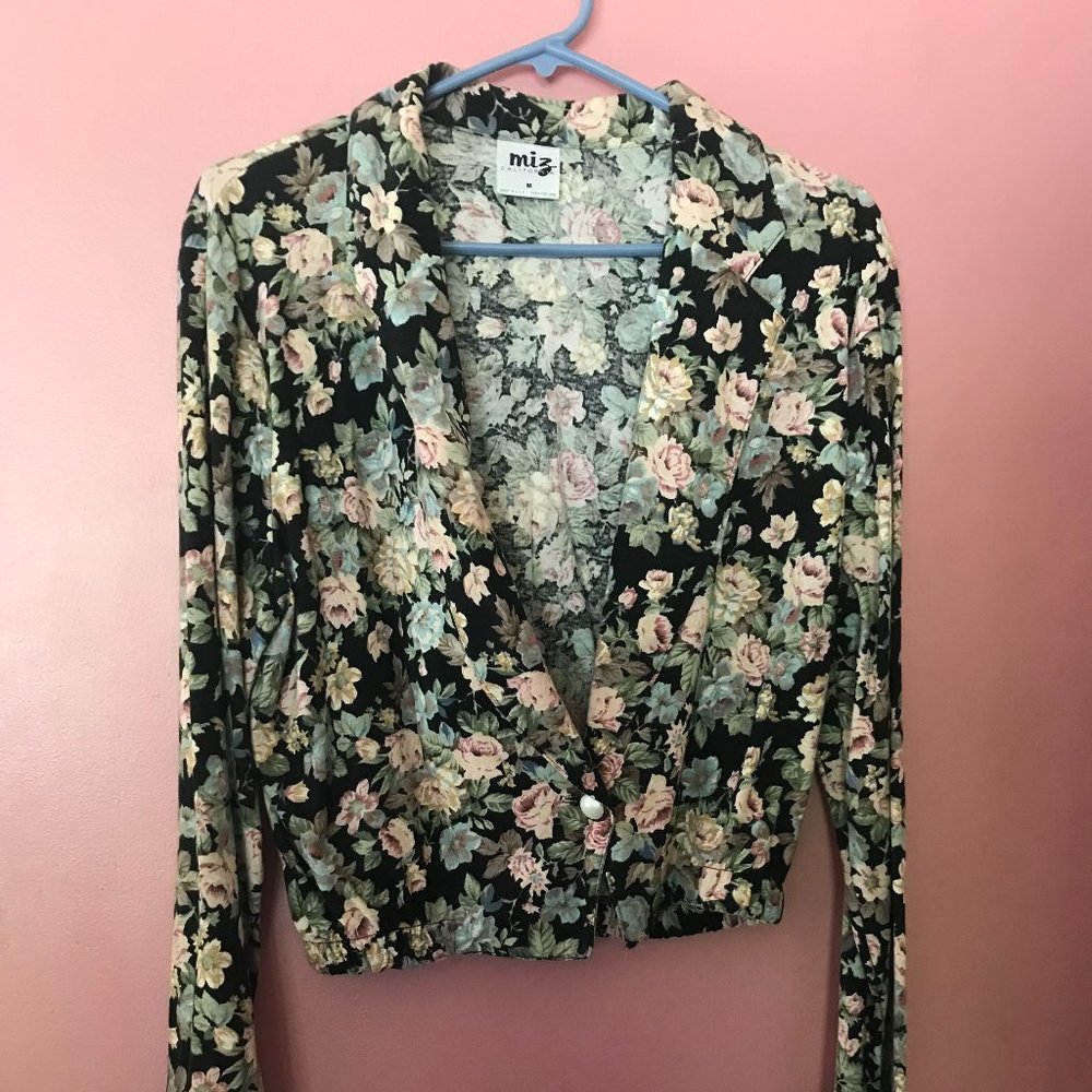 Floral on Black Short Jacket